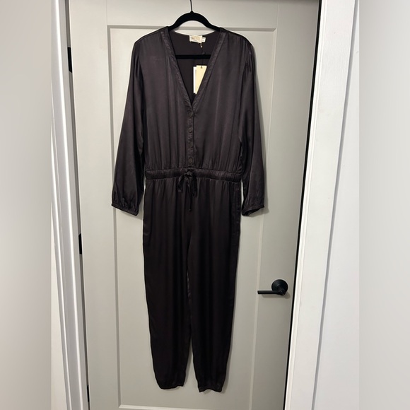 *NWT* NATION LTD Salma Silk/Satin Jumpsuit in Liquid Metal - Picture 3 of 12
